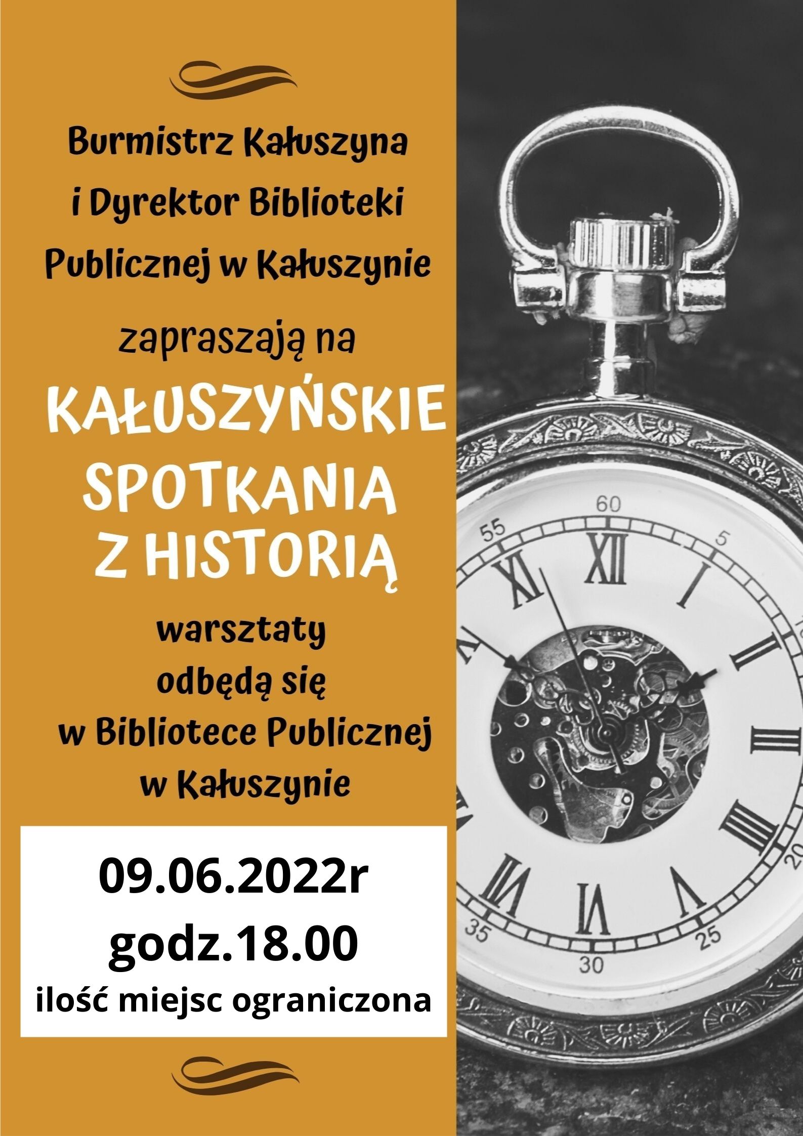 Informacja o Kałuszyńskich spotkaniach z historią które odbędą się w bibliotece 